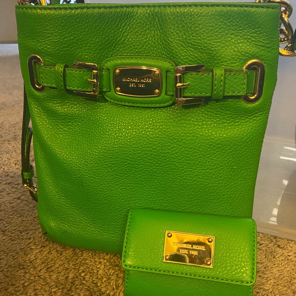 Michael Kors Green Crossbody with Matching Wallet